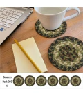 Homespice Decor Jute Braided Accessories Pinecone Green 240011PS 4 in. Set of 6 Round Rug