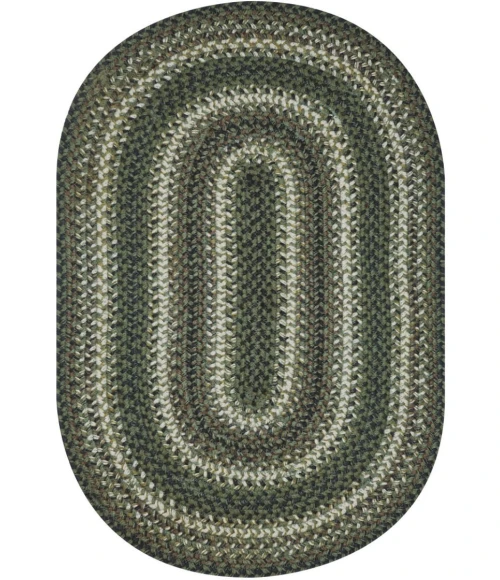 Homespice Decor Jute Braided Rug Green & Brown Pinecone 2ft. x 3ft. Oval Rug