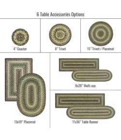 Homespice Decor Jute Braided Accessories Pinecone Green 571748 11 in. X 36 in. Oval Rug