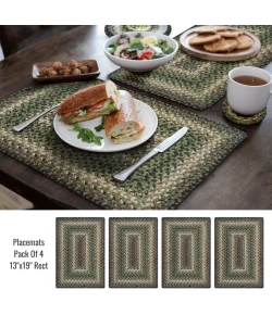 Homespice Decor Jute Braided Accessories Pinecone Green 240075PS 13 in. X 19 in. Set of 4 Rect Rug