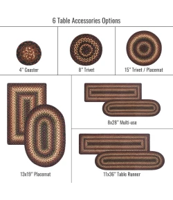 Homespice Decor Jute Braided Accessories Black & Burgundy Prescott 8in. x 28in. Set of 14 Oval Rug