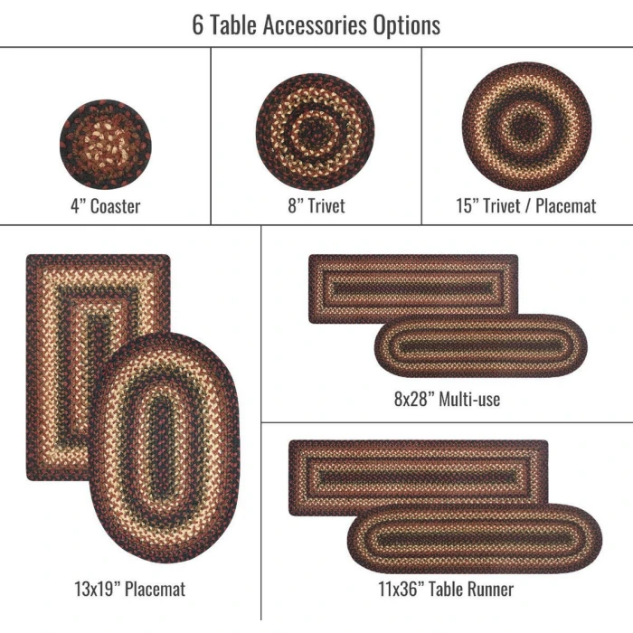 Homespice Decor Jute Braided Accessories Prescott Black 571564 11 in. X 36 in. Oval Rug