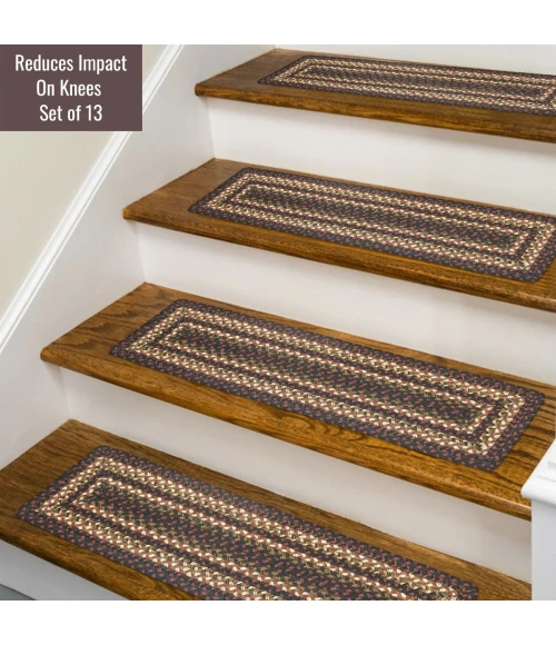 Homespice Decor Jute Braided Accessories Black & Burgundy Prescott 8in. x 28in. Set of 14 Rect. Rug