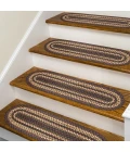 Homespice Decor Jute Braided Accessories Black & Burgundy Prescott 8in. x 28in. Set of 14 Oval Rug
