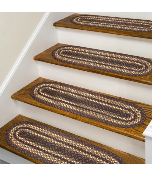 Homespice Decor Jute Braided Accessories Black & Burgundy Prescott 8in. x 28in. Set of 14 Oval Rug