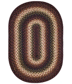 Homespice Decor Jute Braided Rug Black & Burgundy Prescott 2ft. x 3ft. Oval Rug