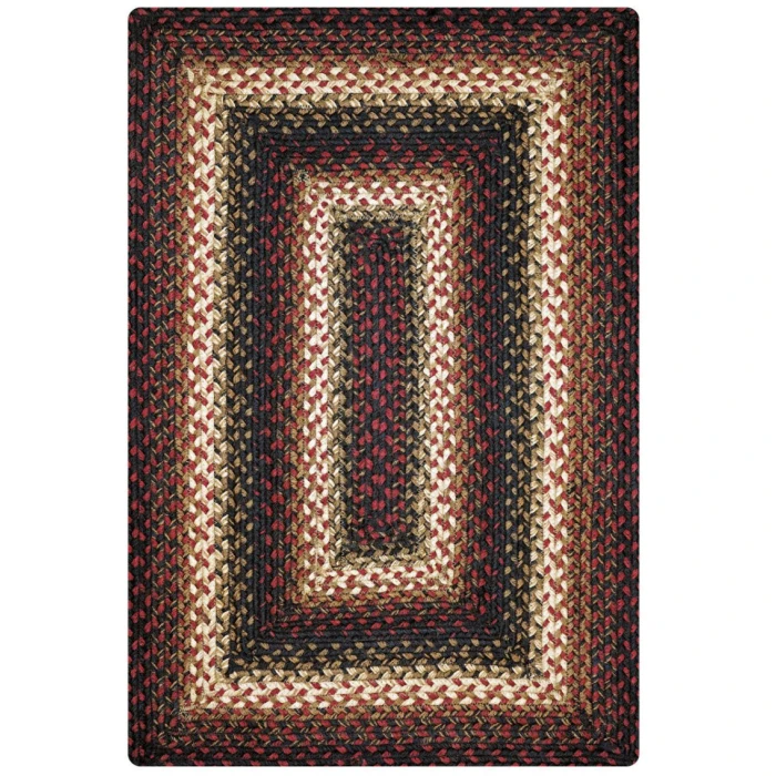 Homespice Decor Jute Braided Rug Black & Burgundy Prescott 10in. x 10in. Rect. Rug