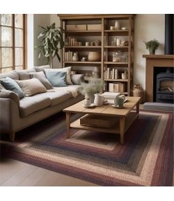 Homespice Decor Jute Braided Rug Black & Burgundy Prescott 10in. x 10in. Rect. Rug