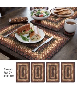 Homespice Decor Jute Braided Accessories Prescott Black 240071PS 13 in. X 19 in. Set of 4 Rect Rug
