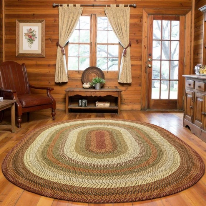 Homespice Decor Cotton Braided Pumpkin Pie Red 403162 4 ft. X 6 ft. Oval Rug