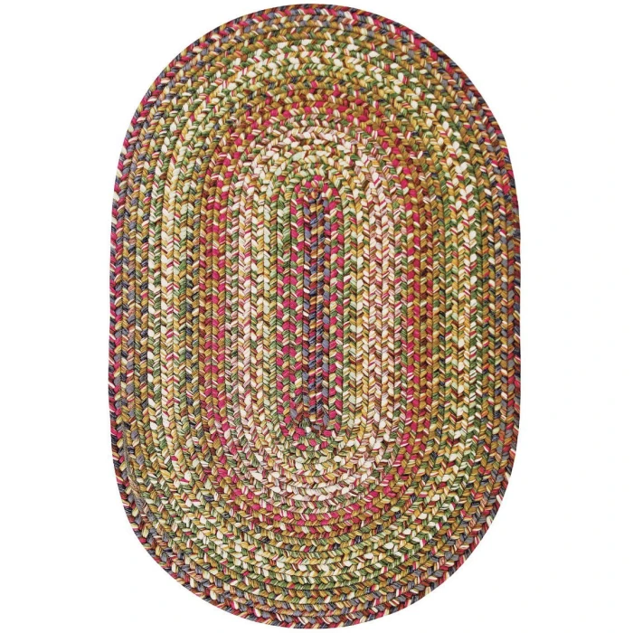 Homespice Decor Ultra Durable Braided Rainforest Green 300164 27 in. X 45 in. Oval Rug