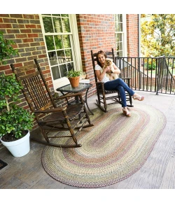 Homespice Decor Ultra Durable Braided Rainforest Green 306166 8 ft. X 10 ft. Oval Rug
