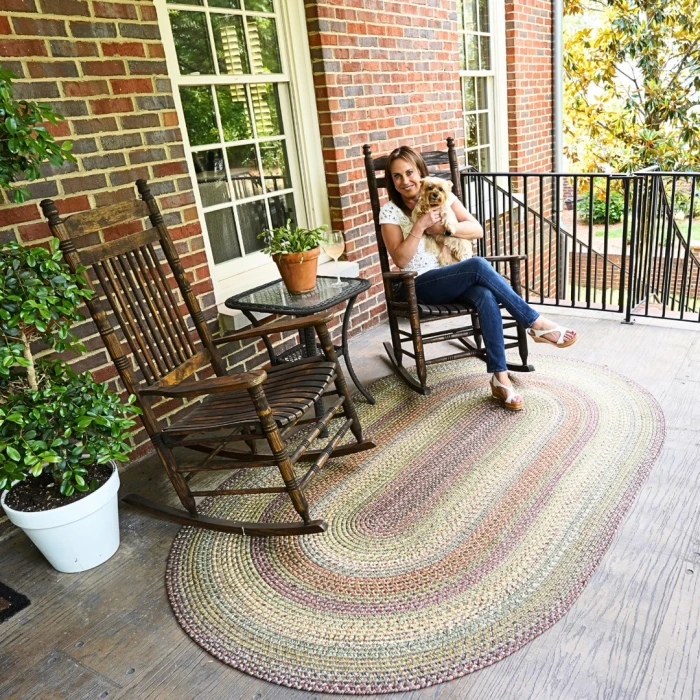 Homespice Decor Ultra Durable Braided Rainforest Green 300164 27 in. X 45 in. Oval Rug