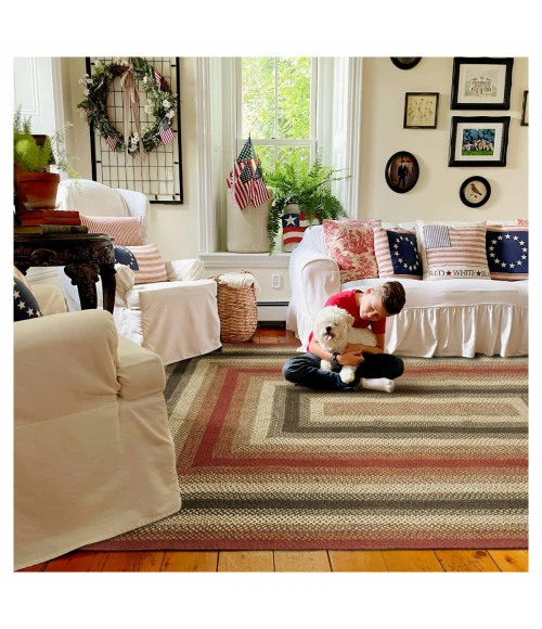 Homespice Decor Jute Braided Rug Red & Black Chester 10in. x 10in. Rect. Rug