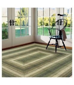 Homespice Decor Jute Braided Rug Green & Brown Pinecone 2ft. x 3ft. Rect. Rug