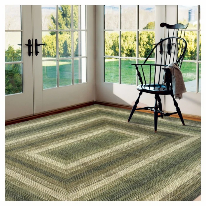Homespice Decor Jute Braided Rug Green & Brown Pinecone 2ft. x 3ft. Rect. Rug