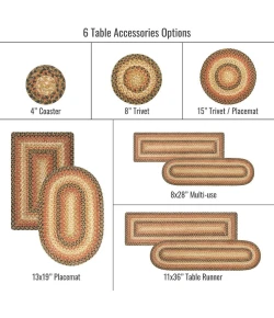 Homespice Decor Jute Braided Accessories Russett Beige 571045 11 in. X 36 in. Oval Rug