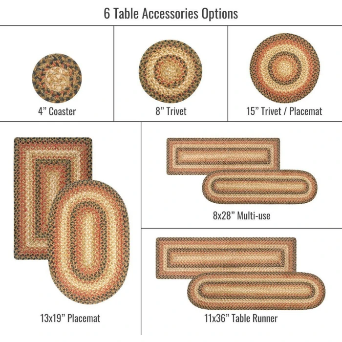 Homespice Decor Jute Braided Accessories Russett Beige 571045 11 in. X 36 in. Oval Rug