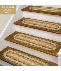 Homespice Decor Jute Braided Accessories Russett Beige 240125PS 8 in. X 28 in. Set of 13 Oval Rug
