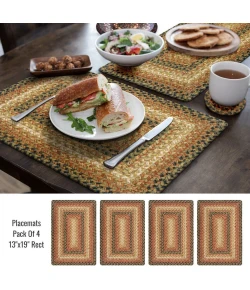 Homespice Decor Jute Braided Accessories Russett Beige 240065PS 13 in. X 19 in. Set of 4 Rect Rug