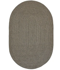 Homespice Decor Ultra Durable Braided Smoke Grey, Brown 305688 6 ft. X 9 ft. Oval Rug