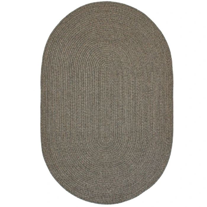 Homespice Decor Ultra Durable Braided Smoke Grey, Brown 305688 6 ft. X 9 ft. Oval Rug