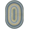Homespice Decor Cotton Braided Sunflowers Blue 400314 27 in. X 45 in. Oval Rug