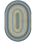Homespice Decor Cotton Braided Sunflowers Blue 400314 27 in. X 45 in. Oval Rug