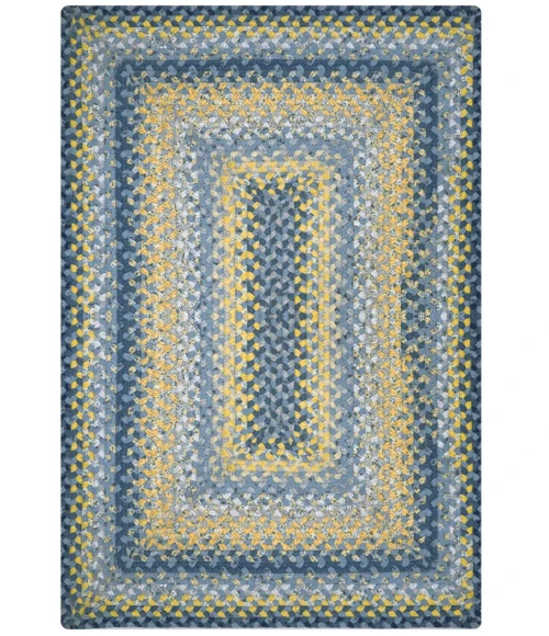 Homespice Decor Cotton Braided Rug Blue Sunflowers 10in. x 10in. Rect. Rug
