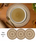 Homespice Decor Jute Braided Accessories Multi Color Cookie Dough 8in. Set of 3 Round Rug