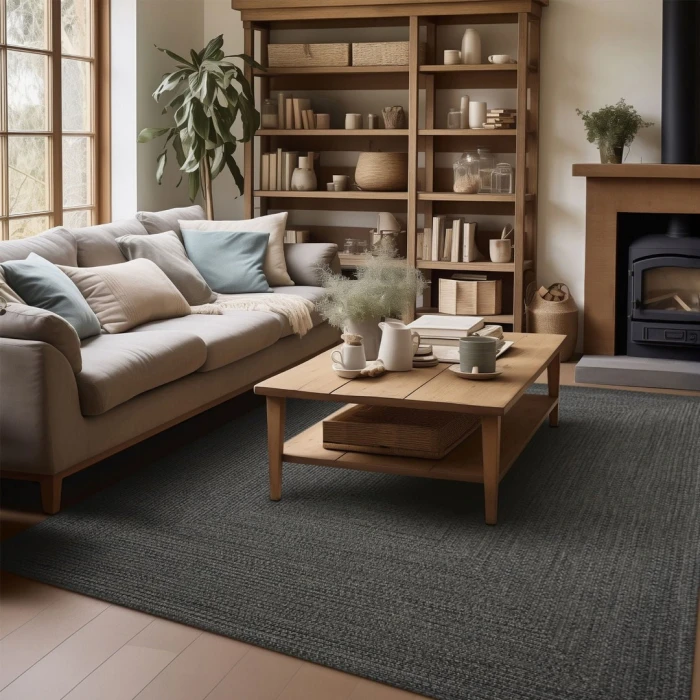 Homespice Decor Ultra Durable Braided Black 322579 20 in. X 30 in. Rect Rug