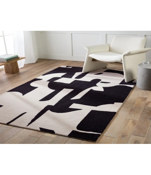 Jaipur Living Noverre Handmade Abstract Black/ Cream Area Rug 8'X10'