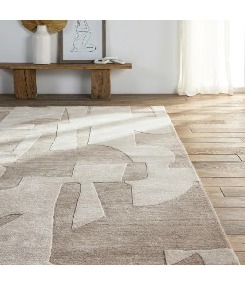 Jaipur Living Noverre Handmade Abstract Taupe/ Cream Area Rug 8'X10'