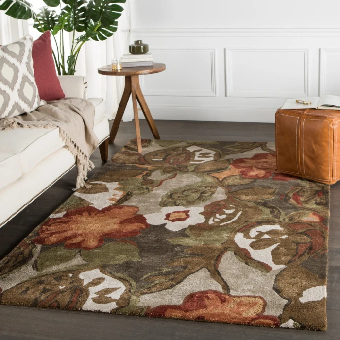Jaipur Living Petal Pusher Handmade Floral Light Gray/ Multicolor Round Area Rug (6'X6')