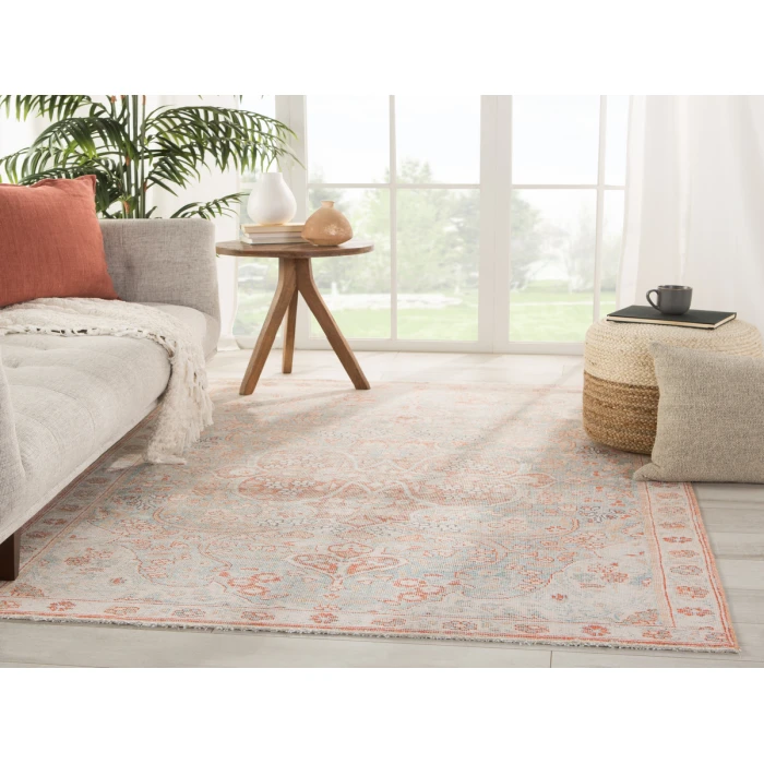Jaipur Living Fay Medallion Orange/ Light Blue Area Rug (4'X6')