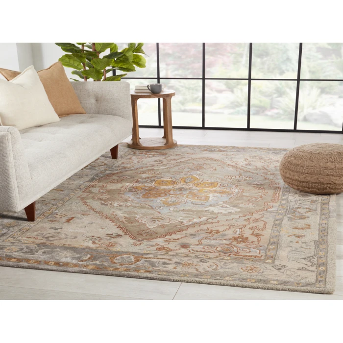 Jaipur Living Raisa Handmade Medallion Taupe/ Gold Area Rug (8'X10')