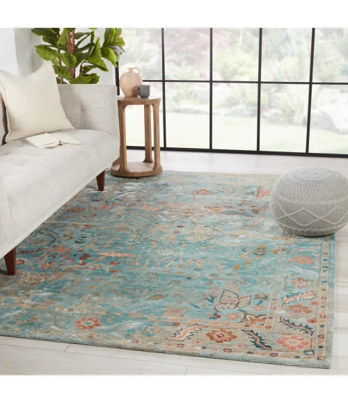 Jaipur Living Cristobol Handmade Medallion Turquoise/ Pink Area Rug (5'X8')