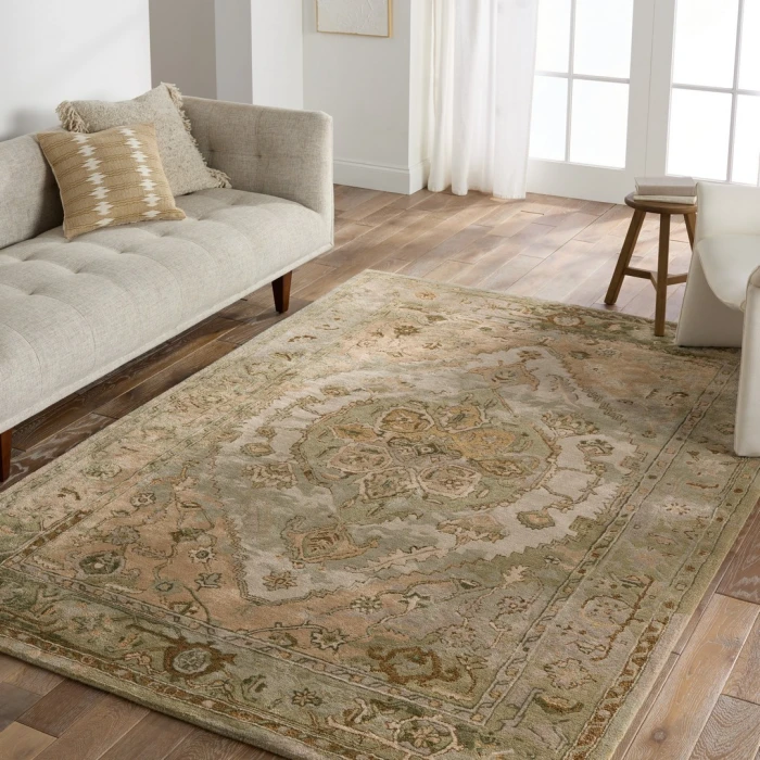 Jaipur Living Raisa CIT21 Tufted Medallion Green/Tan Runner (3'X10')
