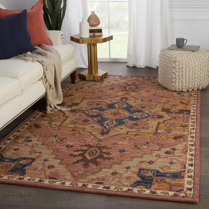 Vibe by Jaipur Living Cressida Handmade Medallion Dark Pink/ Blue Area Rug (10'X14')