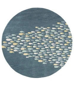 Jaipur Living Coastal Resort Schooled COR01 Blue/Gray 8 ft. X 8 ft. Round Rug