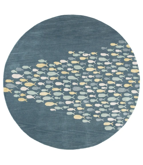Jaipur Living Schooled Handmade Animal Blue/ Gray Round Area Rug (8'X8')