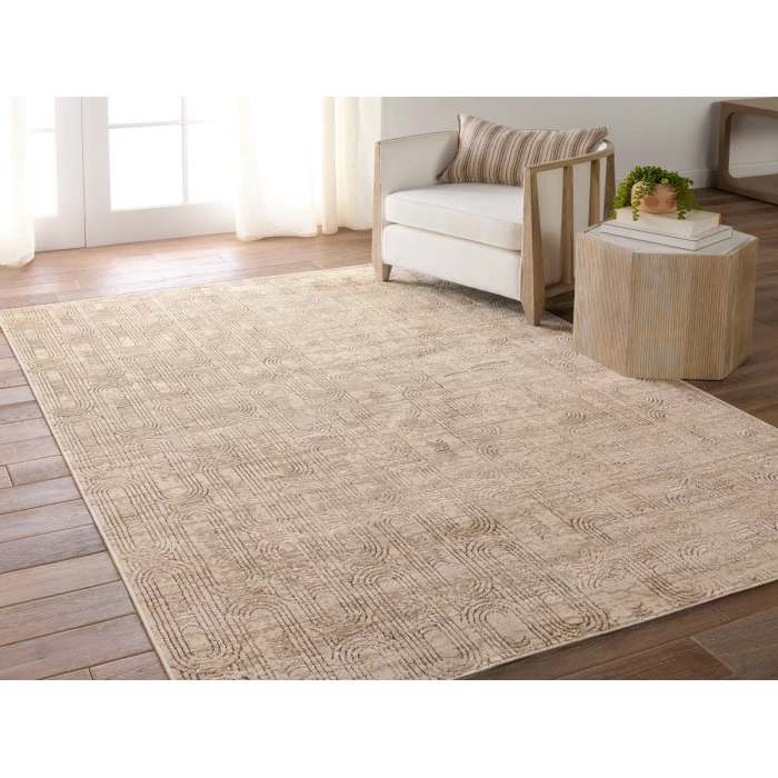 Jaipur Living Gimeas Geometric Gold/ Beige Runner Rug 2'2"X8'