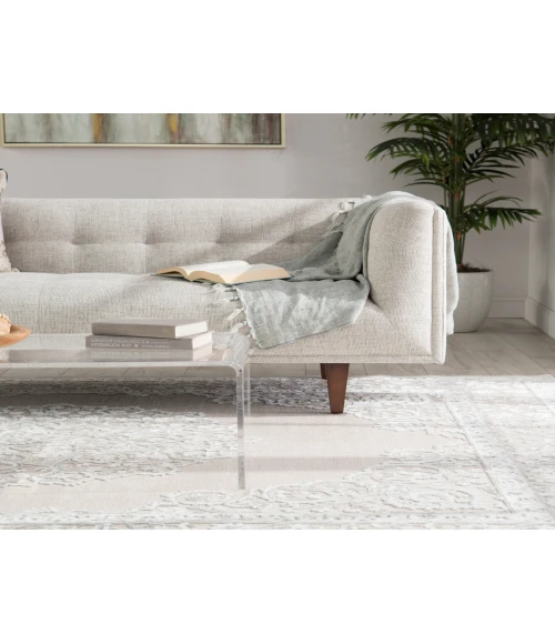 Jaipur Living Malo Medallion Gray/ White Area Rug (7'6"X9'6")