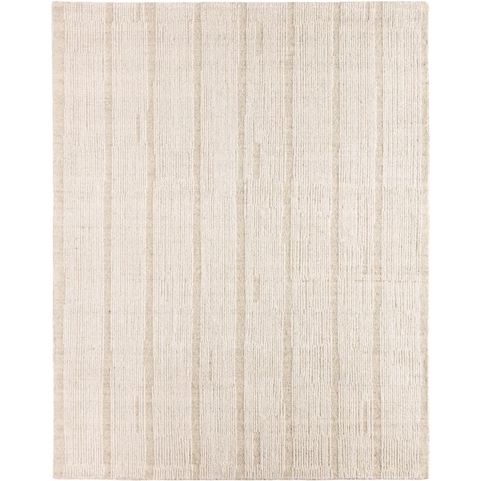 Label J Edher FGN02 Handmade Striped Tan and Cream Area Rug (6'X9')
