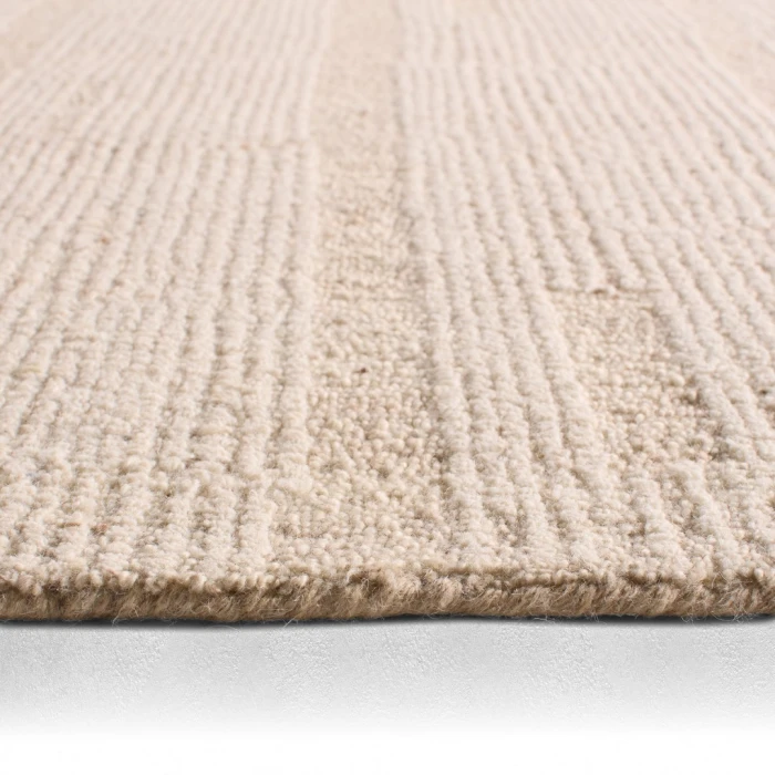 Label J Edher FGN02 Handmade Striped Tan and Cream Area Rug (6'X9')