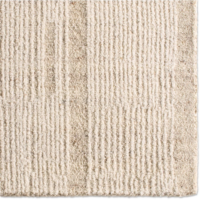 Label J Edher FGN02 Handmade Striped Tan and Cream Area Rug (6'X9')
