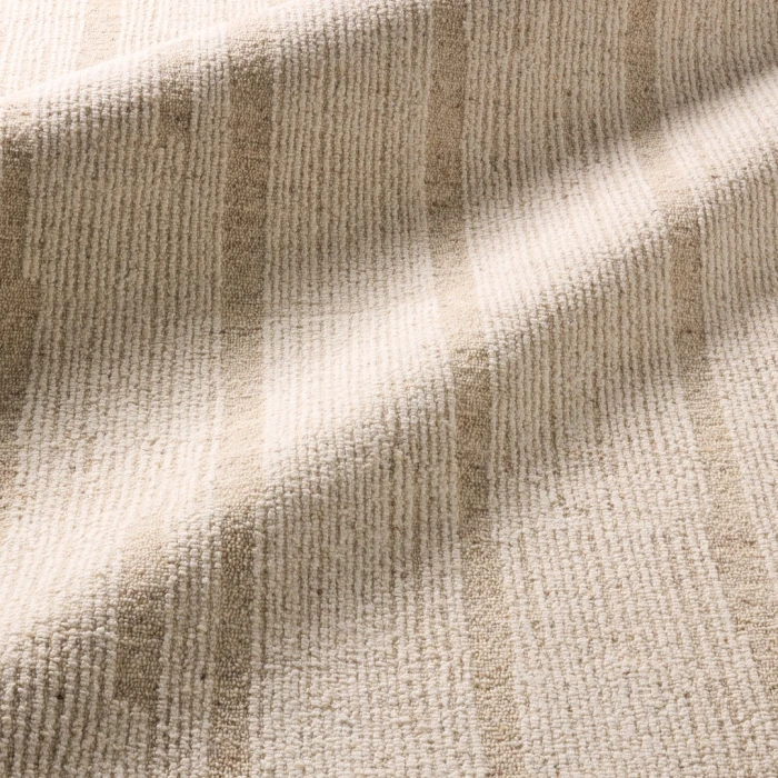 Label J Edher FGN02 Handmade Striped Tan and Cream Area Rug (6'X9')