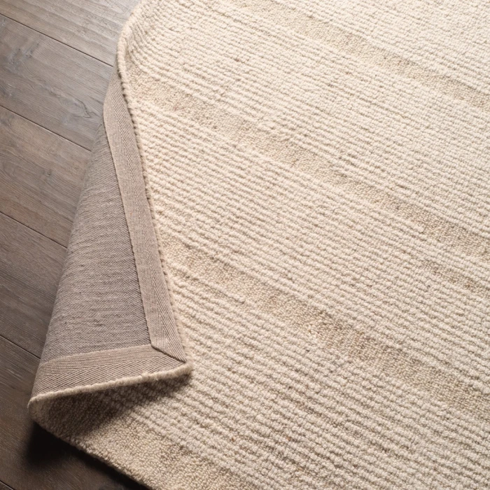 Label J Edher FGN02 Handmade Striped Tan and Cream Area Rug (6'X9')