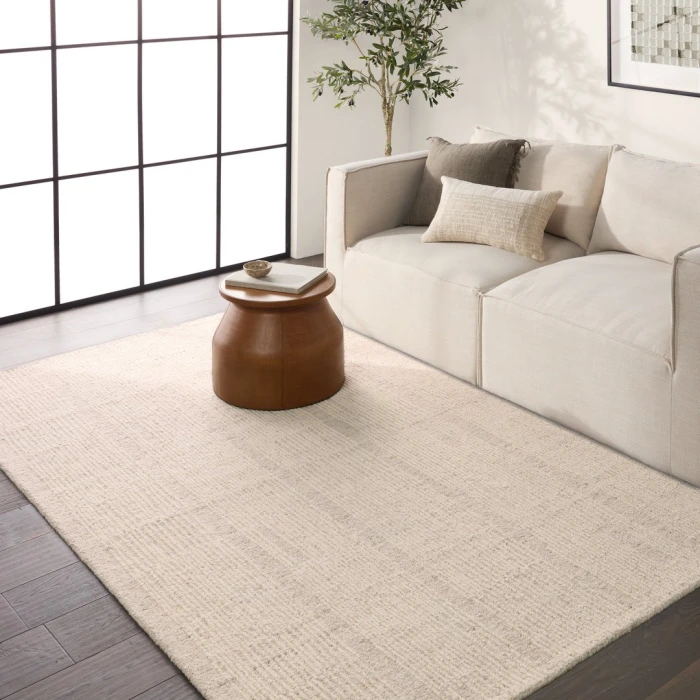 Label J Edher FGN02 Handmade Striped Tan and Cream Area Rug (6'X9')
