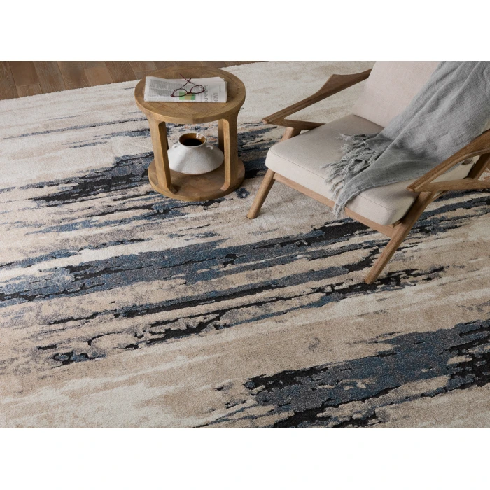 Vibe by Jaipur Living Yushan Abstract White/ Blue Runner Rug 3'X10'